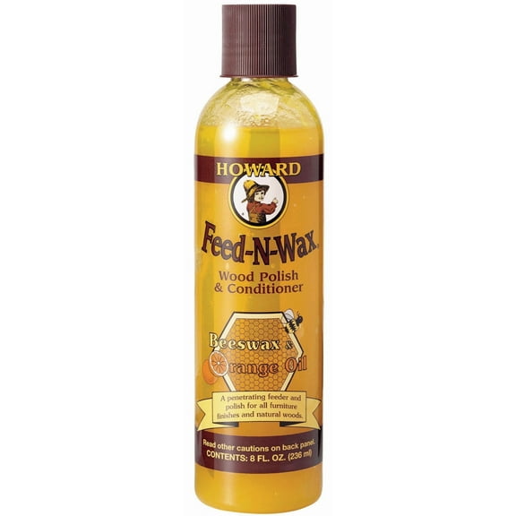 Howard Feed-N-Wax Carnauba Wax Beeswax and Orange Oil Wood Polish & Conditioner, 8 oz