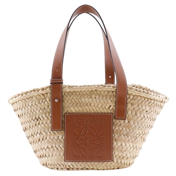 Pre-Owned LOEWE Basket Bag, Small, Tote Raffia and Leather, Brown, A5, Women's,... (Good)