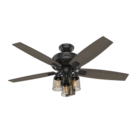 Hunter 52 Bennett Matte Black Ceiling Fan With Light Kit And