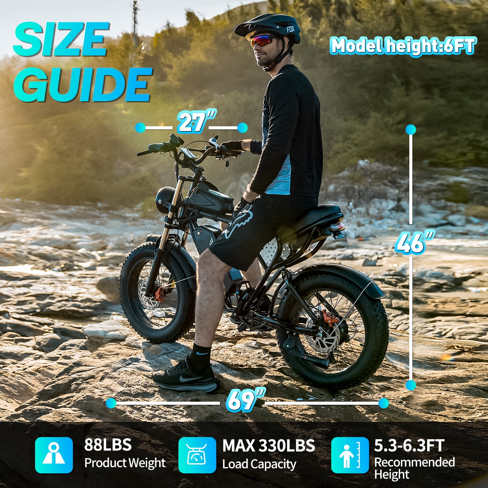 BopzinOff-Road Electric Bike for Adults 1500W, 28-35MPH (PAS Mode)., 48V 20Ah Removable Battery, 30-80 Miles Range, 20" Fat Tire Electric UL2849