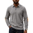 thumbnail image 2 of Men's Casual Corduroy Sweatshirts Vintage Button Golf Pullover Casual Long Sleeve Collared Shirts with Elbow Patches, 2 of 8