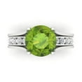 thumbnail image 2 of Clara Pucci 14K White Gold Round Cut 3Ct Natural Peridot Engagement Ring + Matching Band - Luxury Box Included, 2 of 7