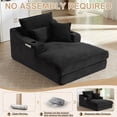 thumbnail image 6 of 68" Oversized Chaise Lounge Chair Indoor, Holaki Corduroy Upholstered Boneless Sofa Bed with 2 Cup Holder & Throw Pillow, Comfy Cloud Sofas Couch for Living Room, No Assembly Required, Black, 6 of 8