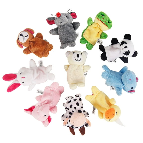 Eoozwa 10 Piece Finger Puppet Set for Soft Velvet Hand Puppets Cute Animal Dolls Storytelling Pretend Play Educational Toy Tall for Fine Motor Skills Activity