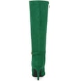 thumbnail image 5 of BLISSFUL STEP Women's Boots Knee High Faux Suede Pointy Toe Stiletto Heel Side Zipper Buckle Boots Green 9.5, 5 of 8