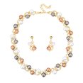thumbnail image 1 of Conjunto de joyas para fiesta de chicas Collar Pendientes de botón Conjunto de bisutería para fiesta de graduación Collar y pendientes para mujer, 1 of 8