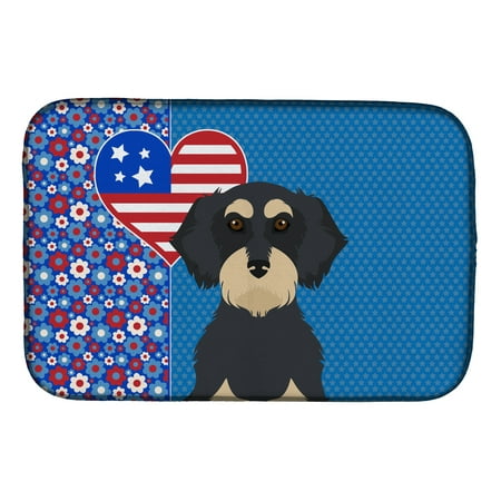 

Wirehair Black and Cream Dachshund USA American Dish Drying Mat 14 in x 21 in