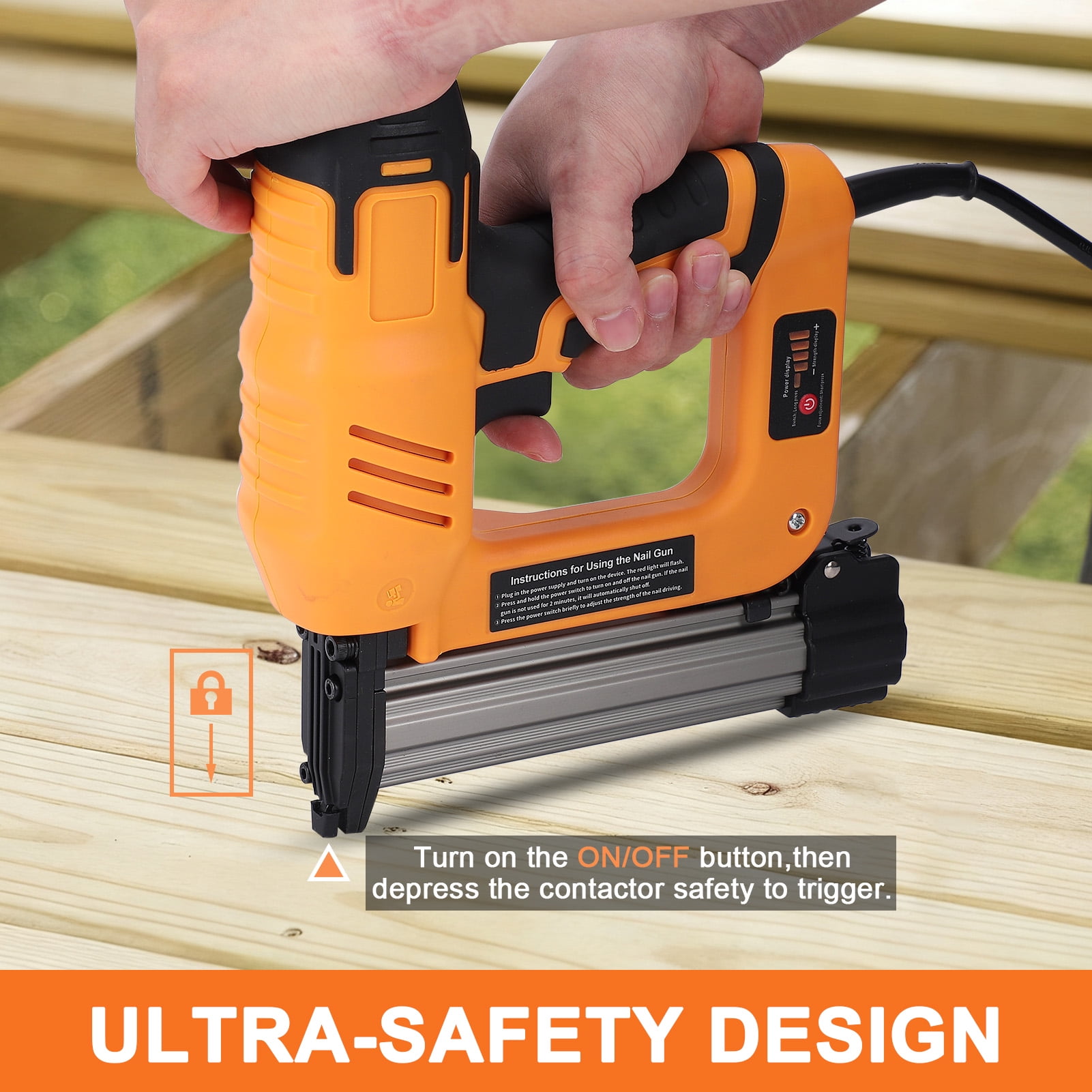 18GA 2-in-1 Electric Brad Nailer/Stapler,4 Level Adjustable Electric Nail Gun Gun for Upholstery, Carpentry and Woodworking Projects