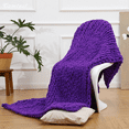 thumbnail image 4 of Comtest Chunky Knit Throw Blanket Chenille, Dark Purple, 87"x103"(California King Size), 4 of 6