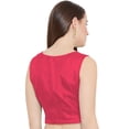 thumbnail image 3 of eloria Women Round Neck Sari Top Blouse Casual Short Sleeve With Triangle Lace, Art Silk Color : Red 3, SIZE : 40, 3 of 5