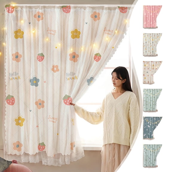 Nkmbld Blackout Curtains for Bedroom, Self-Adhesive Curtains Living Room and Bedroom Drapes, Thermal Insulated Window Treatment, Washable Farmhouse Curtains
