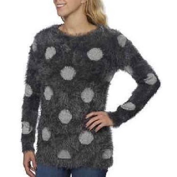 Joseph A Womens Soft Eyelash Pullover Sweater (Charcoal Dot, Large)