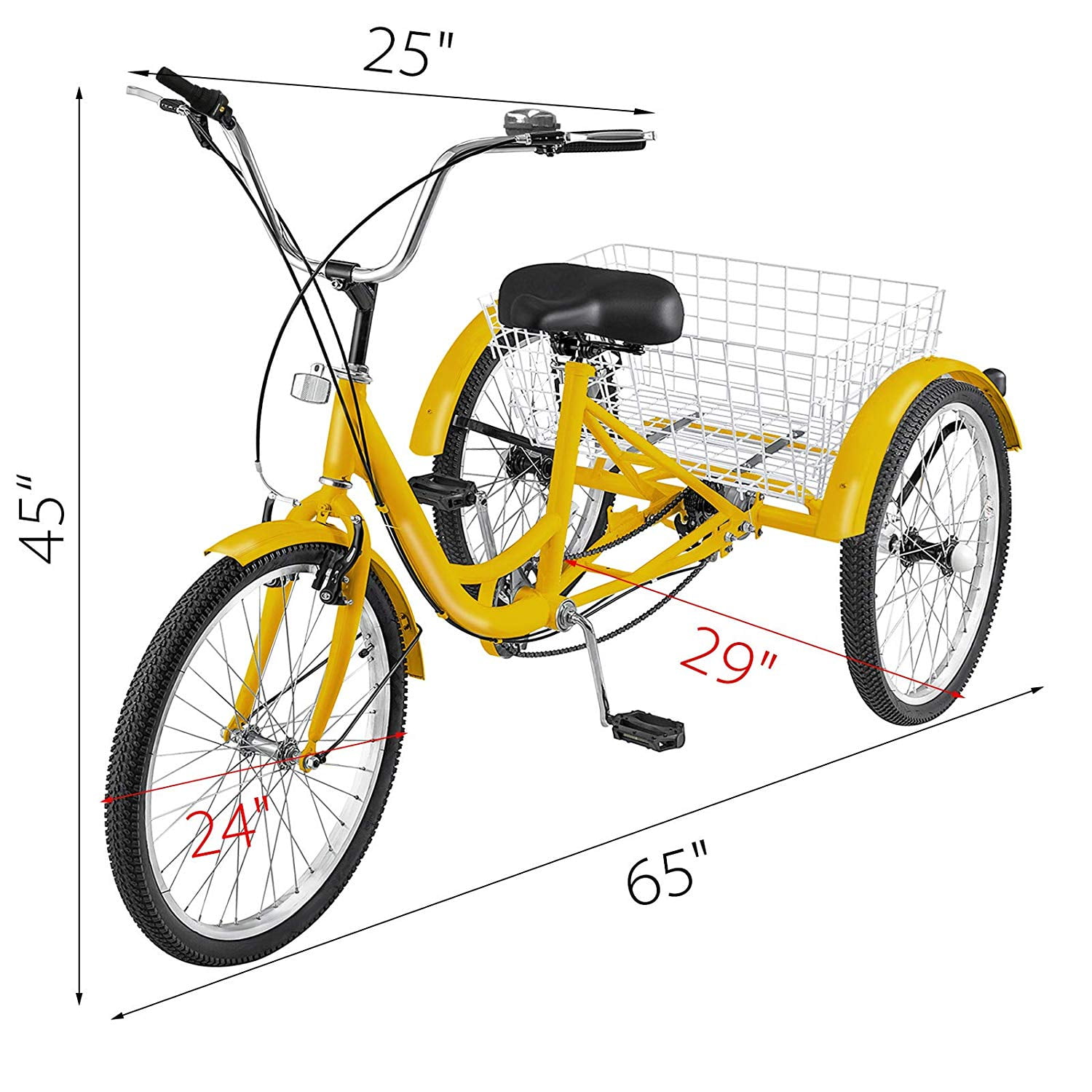26/'/' Adult Tricycle 1-Speed 3 Wheel Blue Comfortable Large Basket W//Tools /& Lock