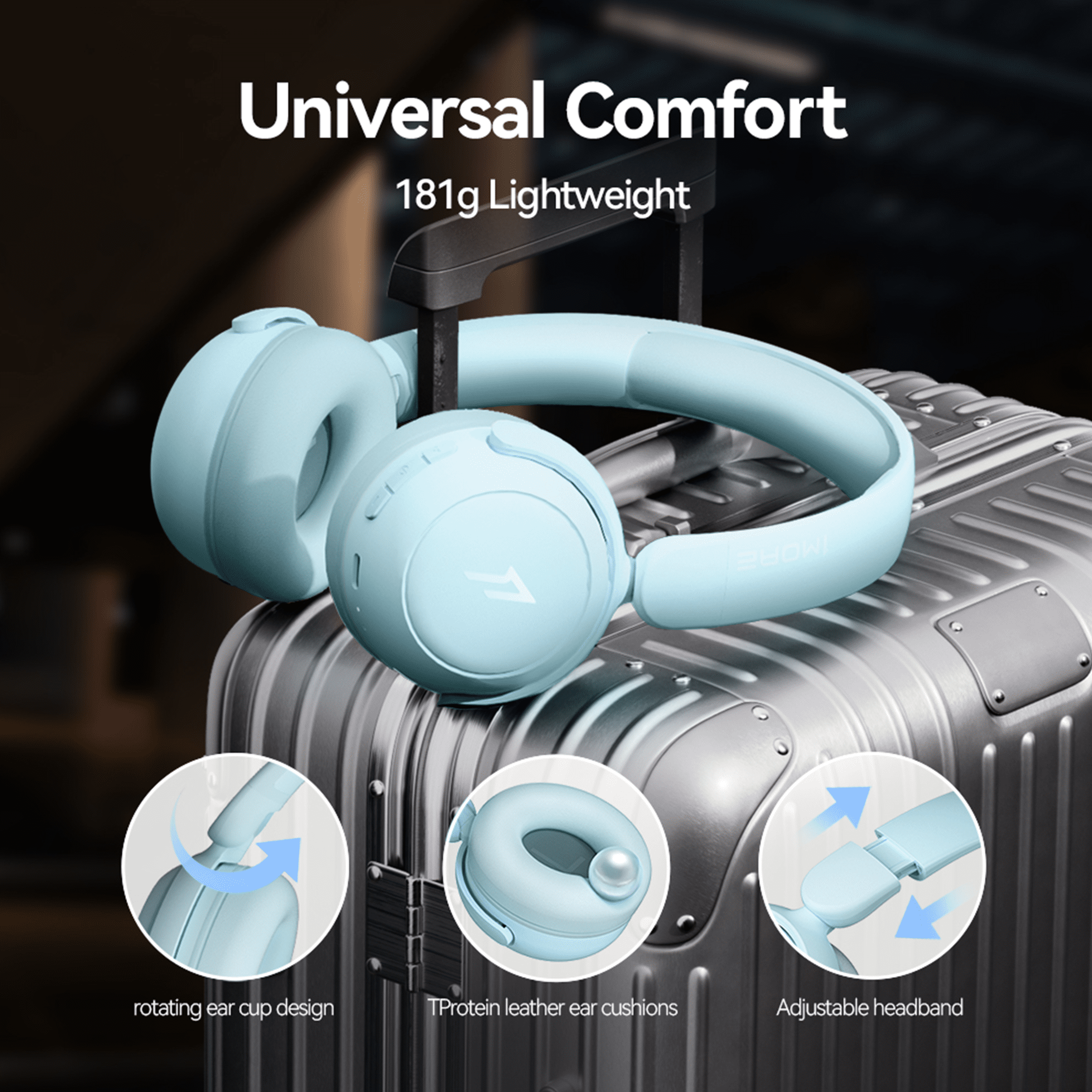 1MORE Sonoflow Mini HQ20 Noise Cancelling Bluetooth over-Ear Headphones, Blue