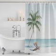 thumbnail image 2 of Coastal Beach Shower Curtain Set - 72" x 78" Washable Bathtub Curtain with 12 Hooks, Summer Palm Tree Nautical Ocean Seaside Waterproof Fabric Stall Shower Curtains for Bathroom/Bathtub Décor, 2 of 6