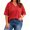 Red, variant on Short Sleeve Women's Plus Size Solid Color V-neck Casual Loose T-shirt Tops