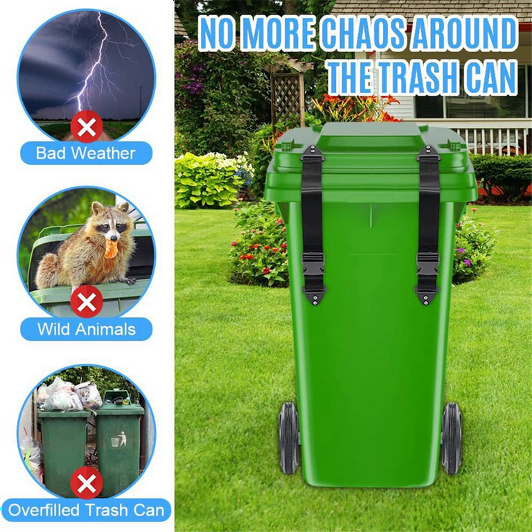 Trash Can Locks Garbage Can Lid Locks For Animals, Bear Raccoon Squirrel Dog Proof Trash Can Lock, Weather-Resistant Universal Trash Bin Lock For