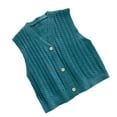 thumbnail image 1 of Waistcoat Sleeveless Button Vest Casual Loose Top Solid Color Sweater, Green, 1 of 8