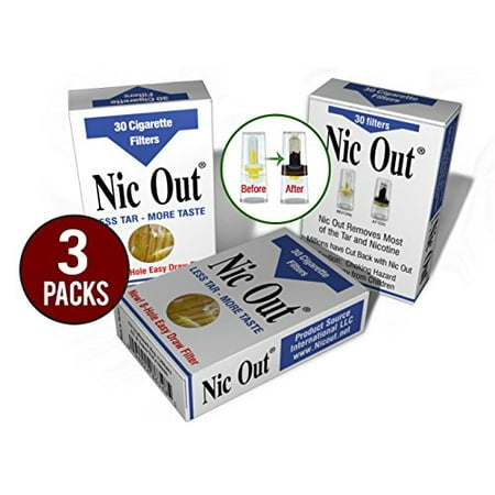 NIC-OUT Cigarette Filters 3 Packs (90 Filters) Smoking Free Tar & Nicotine Disposable Nicout Holders for Smokers DON'T QUIT SMOKING (Best Liquid Nicotine Electronic Cigarette)