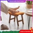 thumbnail image 3 of Foot Stool Ottoman and Footstool Small Sofa Foot Rest Bamboo Foot Stool Under Desk Extra Seating for Living Room Bedroom and Kitchen (Natural Stool Legs - Surface), 3 of 7