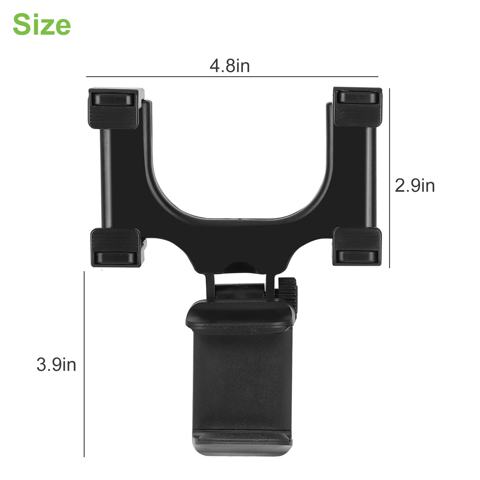 TSV Car Rear View Mirror Mount Grip Clip, 240 Rotation Car Mount Holder, Universal Smartphone Holders Cell Phone Mount Fit for iPhone 13/12/11 Pro Xr Xs Max X, Samsung S21/Galaxy, HTC, GPS, Smartphone - image 8 of 9