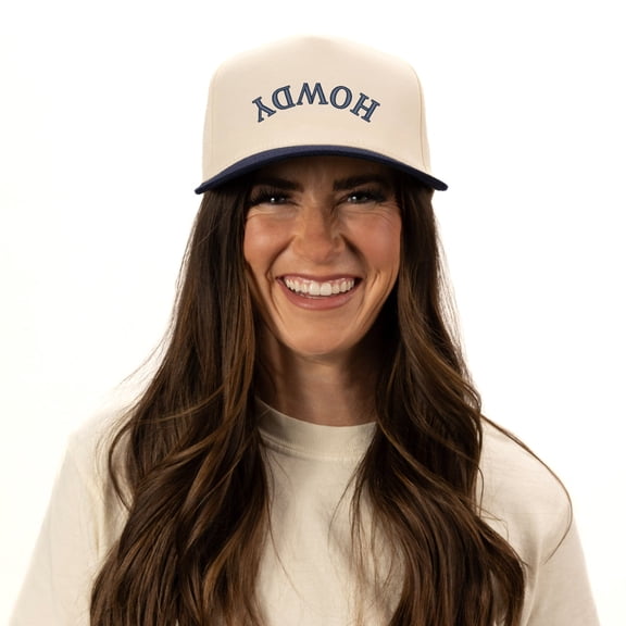 Embroidered Howdy Upside Down Arch - Women's Canvas Trucker Hat