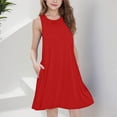 thumbnail image 3 of Ugoldhm Girls Sleeveless Pleated Neck Swing Dress with Pockets - Casual Comfy Summer Tank Dress (5-15 Years), 3 of 8