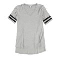 thumbnail image 1 of bar III Womens Illusion Varsity Basic T-Shirt, Grey, X-Large, 1 of 2