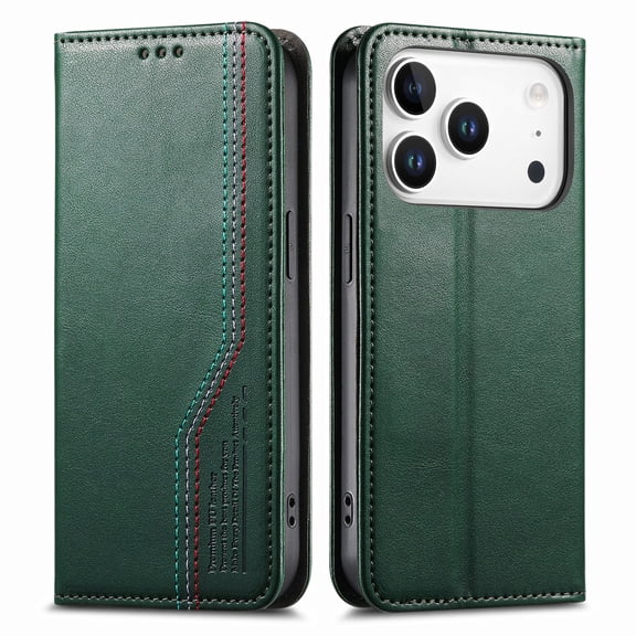 FOXDOCK Wallet Case for iPhone 17 Pro , PU Leather Flip Cover with Elastic Anti-Slip Hand Strap, Card Slots
