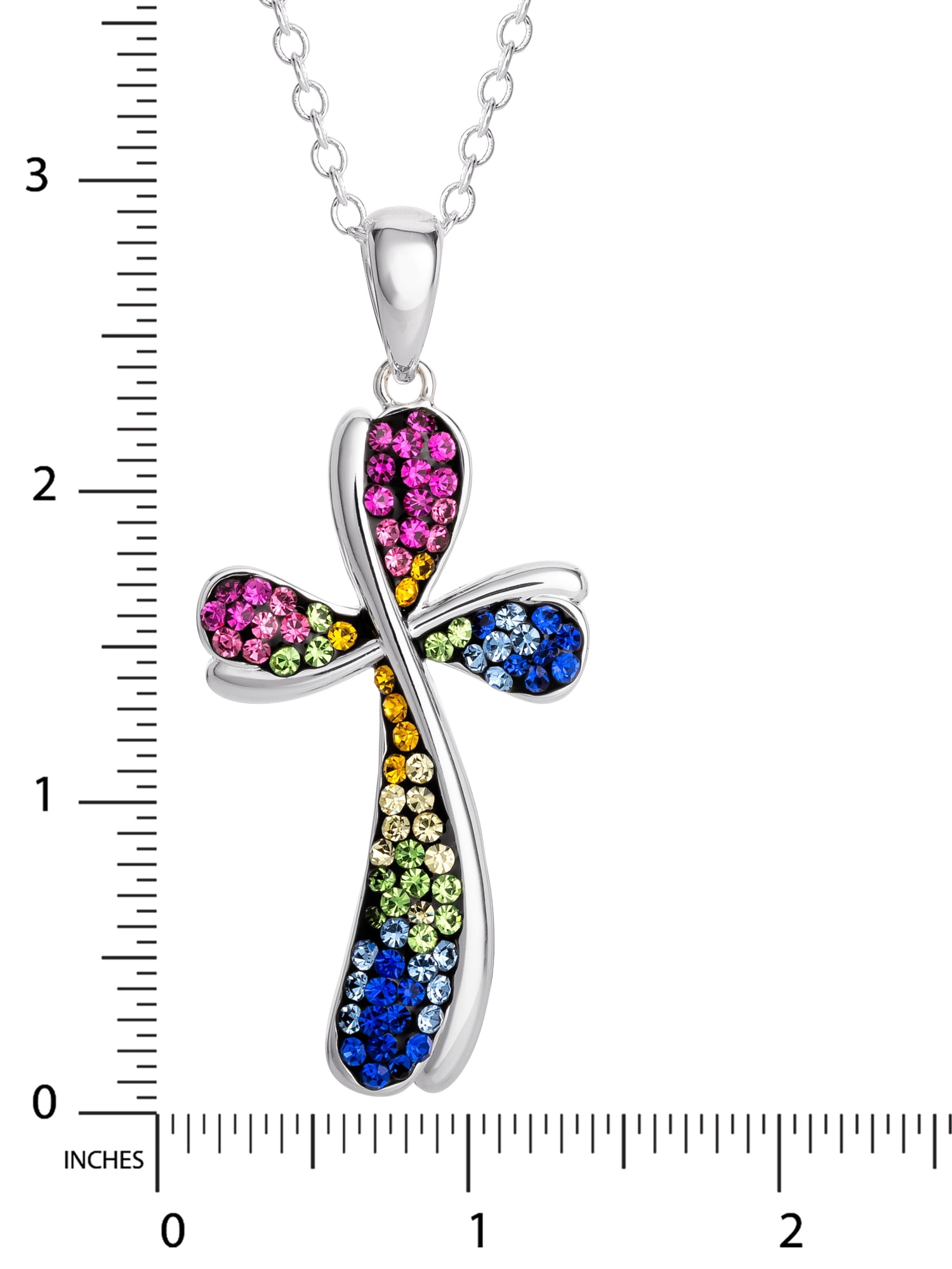 Brilliance Women's Sterling Silver Crystal Cross Pendant 18" chain