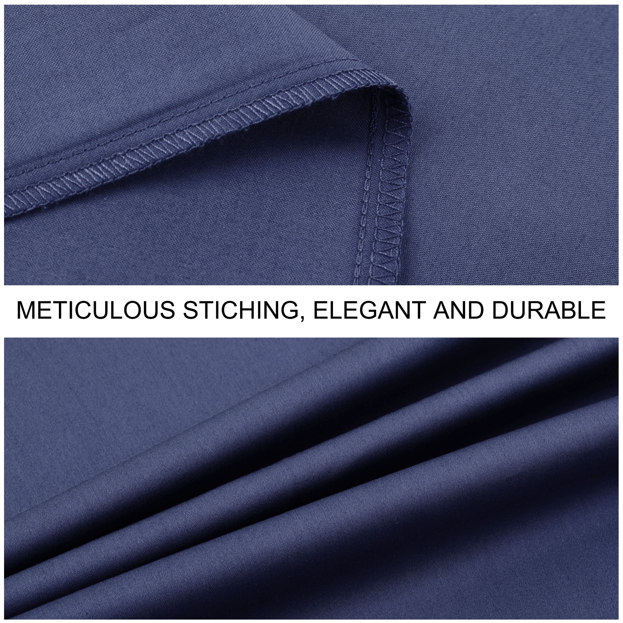 Unique Bargains 1Pc 100% Cotton Envelope Closure Body Ruffled Pillowcase Navy Blue 20"x48"