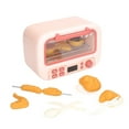 thumbnail image 3 of Simulación de horno de microondas, modelo de música ligera, cuchillo, tenedor, modelo de comida, juguetes de cocina en miniatura para niños, color rosa, 3 of 5
