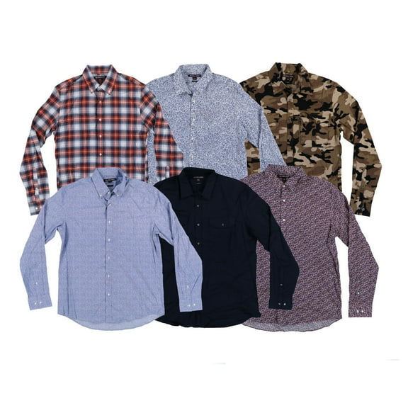 Michael Kors Mens Button Up Shirt Slim Fit Buttondown Collared Top Long Sleeve