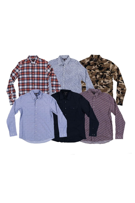Mens Button Up Shirt Slim Fit Buttondown Collared Top Long Sleeve