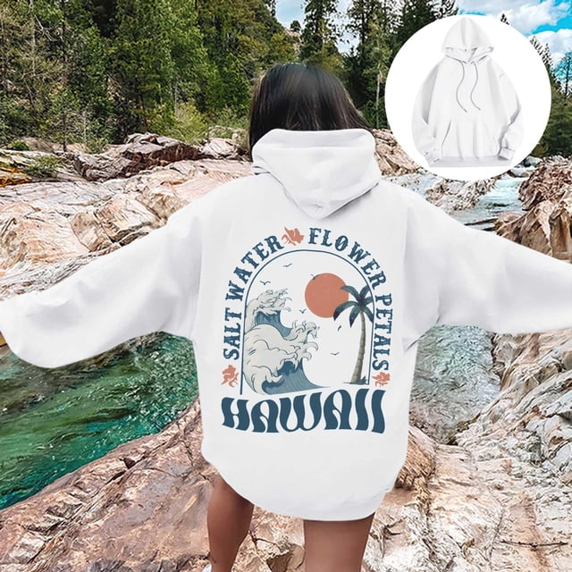 Chandail à Capuche Graphique pour Femmes, Chandail Oversize à Manches Longues avec Cordon de Serrage et Poches