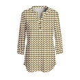 thumbnail image 3 of Fshinging Womens T Shirt 3/4 Sleeve Casual Print Button V Neck Plus Size Outfits Beige XXL, 3 of 4