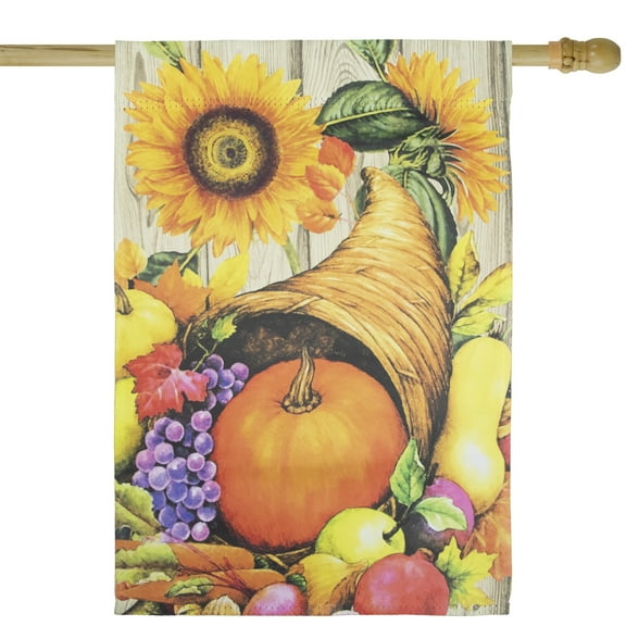 Northlight Cornucopia and Flowers Autumn Harvest Outdoor House Flag 28" x 40"