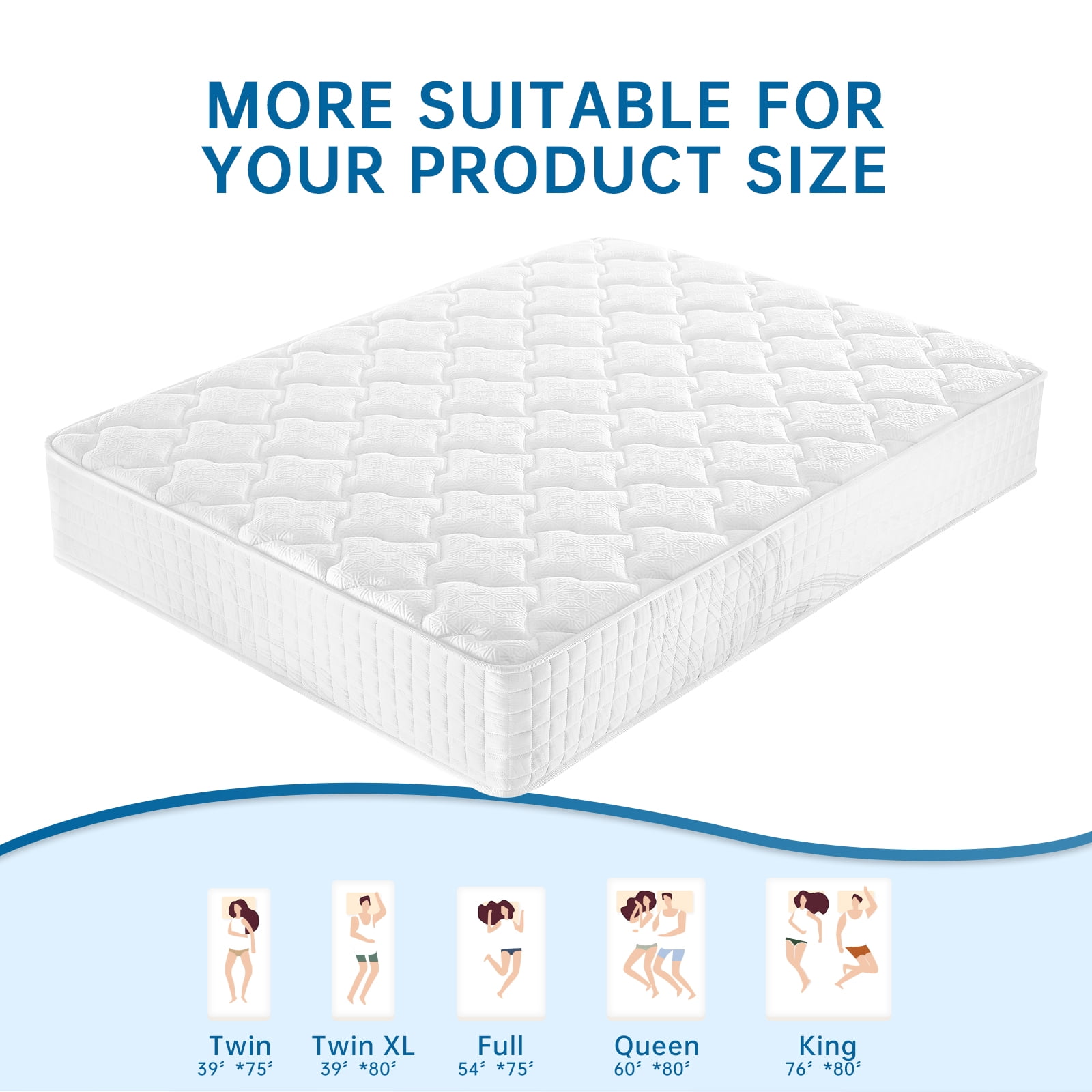 BMMB 10" Fresh Breathing King Size Medium Firm Adult Kids Supportive Hybrid Mattress 3 Zone Design Breathable Durable Comfortable Cover