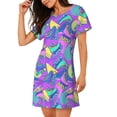 thumbnail image 2 of Sikiie Disco Roller Skates Print Women's Short-sleeved Nightdress, Round Neck Pullover Nightdress Pajamas Summer Home Wear, 2 of 6