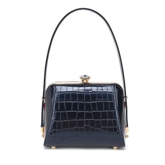 Small Croco Patent Leather Frame Satchel