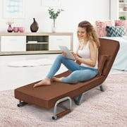 Topbuy Linen 5 Position Recliner Sleeper Sofa, Coffee