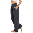 thumbnail image 4 of Bjutir Womens Yoga Pants High Waisted Wide Leg Loose Solid Color Long Pants Summer Beach Vacation Comfortable Home Casual Sport Leggings With Pocket Dark Gray L, 4 of 6
