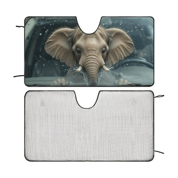 Funny Elephant Car Windshield Sun Shade Fold-able Sunshade Front Window Cover Sun Visor Protector Accessories for Truck SUV 55"x30"