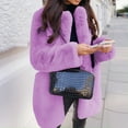 thumbnail image 2 of Women's Winter Faux Fur Coat - Long-Sleeve Lapel Solid Color Warm Outerwear, Purple, 5XL, 2 of 3