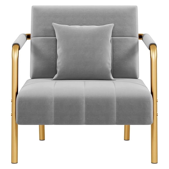 30" W Accent Chair Oversized Armchair Living Room Chair with Golden Frame & Cozy Pillow for Living Room, Bedroom, Office Light Gray