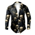 thumbnail image 3 of Halloween Shirts for Men Full Skeleton Floral Print Funny Button Down Lapel Long Sleeve Tops Fall Winter Outdoor Activities Mens Shirts Navy S, 3 of 5