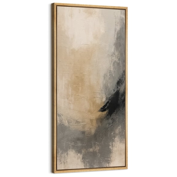 Large Framed Canvas Art Neutral Abstract Print for Modern Living Room Bedroom Wall Decor - 60"x30" Natural Framed