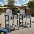 thumbnail image 5 of Dextrus 25" Tall Plastic Adirondack Chair, Poly Bar Height Outdoor Balcony Chairs - Gray, 5 of 8