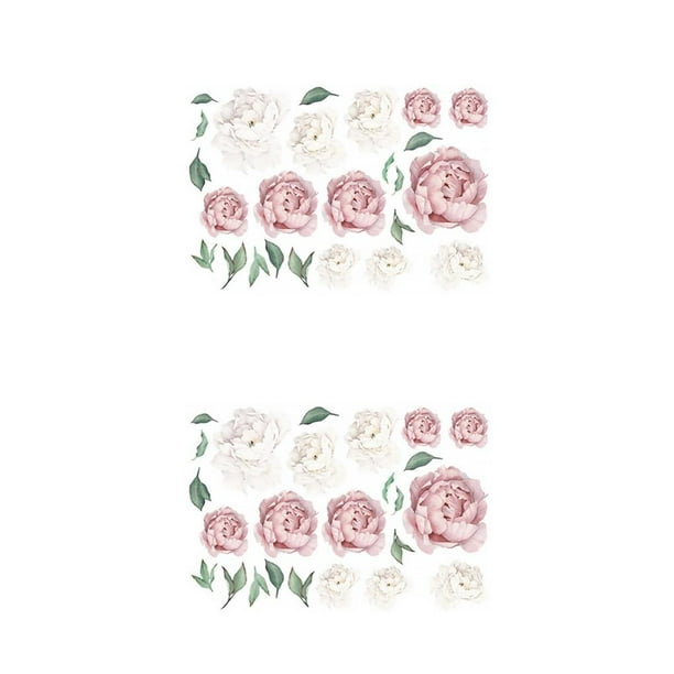 Pegatina de pared de flores de peonía Wosthever PVC Rosa claro 2piezas