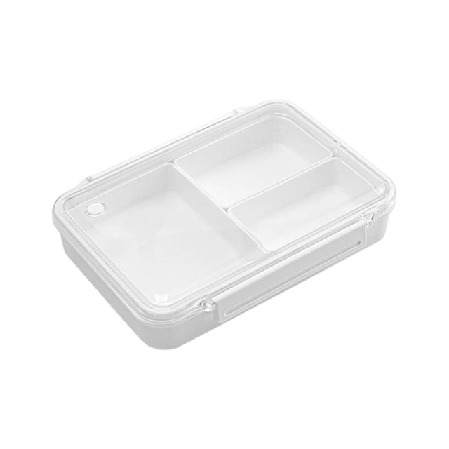 Contenants à Collation à 3 Compartiments Petits Réutilisables Amovibles Paquet de Collations avec Couvercles Transparents Hermétiques Contenants de Rangement pour Aliments Divisés pour Mini-Frigo 950 ml Blanc